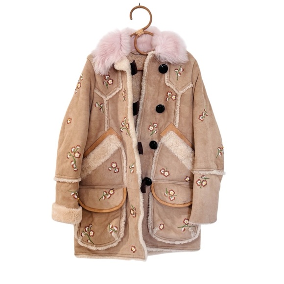 Coach Shearling Drifter Coat Floral Embroidered Runway  EUC - Picture 6 of 16